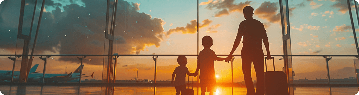 Family beginning their immigration journey